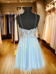 A-Line/Princess Spaghetti Straps Short/Mini Chiffon Homecoming Dresses