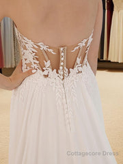 A-Line/Princess Sweetheart Chapel Train Chiffon Wedding Dresses With Leg Slit