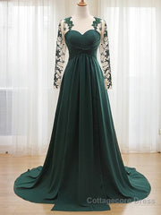 A-Line/Princess Sweetheart Sweep Train Chiffon Mother of the Bride Dresses With Appliques Lace