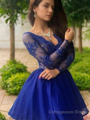 A-Line/Princess V-neck Short/Mini Chiffon Homecoming Dresses