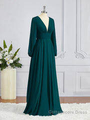 A-Line/Princess V-neck Sweep Train Chiffon Bridesmaid Dresses