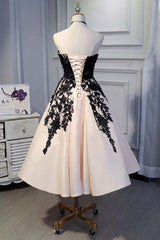 A-line Satin Short Prom Dresses,Homecoming Dress with Black Lace