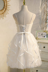 A-Line Spaghetti Strap Tulle Short Homecoming Dress