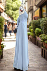 A-Line Spaghetti Straps Ruched Long Chiffon Bridesmaid Dress with Slit