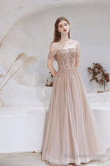 A-Line Strapless Starlight Princess Prom Dresses