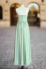 A-line Sweetheart Chiffon Floor-Length Long Bridesmaid Dress