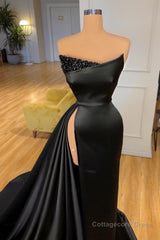 Amazing Long Black Sleeveless Graduation Dresses Prom Dresses With Split Online