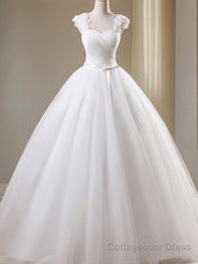 Ball Gown Sweetheart Floor-Length Tulle Wedding Dresses With Beading