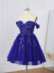 Ball-Gown Tulle Off-the-Shoulder Appliques Lace Corset Short/Mini Dress