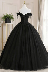 Black Off Shoulder Sweet 16 Formal Dress with Lace Black Formal Dress prom dresses shops