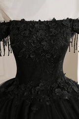 Black Off Shoulder Sweet 16 Formal Dress with Lace Black Formal Dress prom dresses shops