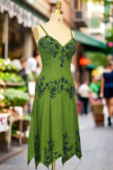 Green A line Prom Dresses Spaghetti Straps Evening Dresses Chiffon Formal Dresses