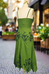 Green A line Prom Dresses Spaghetti Straps Evening Dresses Chiffon Formal Dresses