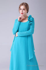 Blue Chiffon Mother Of The Bride Dresses With Jacket