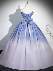 Blue Gradient-Color Glitter Sequins Prom Dresses, A-Line Off-The-Shoulder Blue Princess Formal Dresses