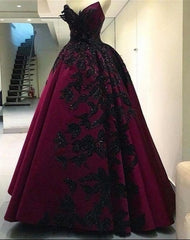 Elegant Evening Dresses, Lace Appliques Ball Gown Prom Dress, Evening Dress