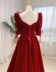 Charming A-line Velvet Long Party Dress, A-line Floor Length Wedding Party Dress