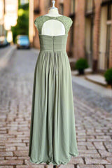 Charming Cap Sleeves Chiffon Long A Line Bridesmaid Dresses for Women Formal Dresses