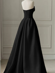 Chic Pink and Black Satin with Tulle Prom Dress, A-line Long Party Dress