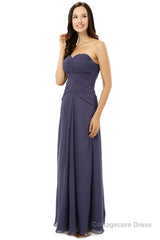 Chiffon Sweetheart Neck Long Bridesmaid Dresses