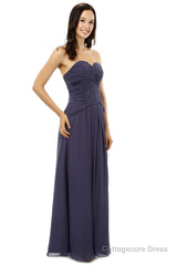 Chiffon Sweetheart Neck Long Bridesmaid Dresses