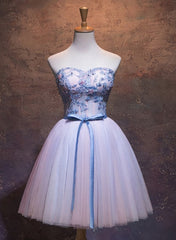 Cute Pink and Blue Homecoming Dress, Tulle Short Prom Dress