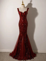 Sequin Evening Dress - Trumpet Mermaid Floor-Length Formal Party Gown for Women