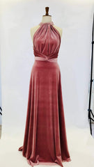 Dusky Pink Velvet Dress, Infinity Dress, Bridesmaid Dress, Prom Dress, Ball Gown Long Dress, Evening Dress, Convertible Dress, Party Dress