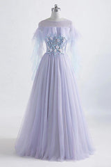 Princess Tulle Jewel Floor-length Prom Dress With Lace Appliques