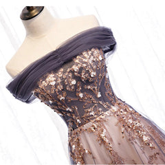 Purple Tulle Long Prom Dresses, A-Line Evening Dresses