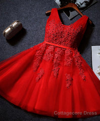 Cute A Line Tulle Lace Short Prom Dress, Homecoming Dress