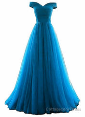 Tulle Off Shoulder Floor Length Party Dress, Long Prom Dress, Prom Dresses