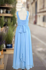 Elegant A-line Straps Chiffon Floor Length Bridesmaid Dresses