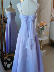 Elegant Purple Spaghetti Straps Prom Dress Fairy Formal Party Gown Evening Dress