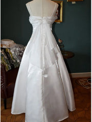 Elegant White Satin Spaghetti Straps Prom Dress Fairy A Line Princess Dress Evening Gown