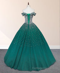 Emerald Green Sequin Prom Dresses Beaded Quinceanera Dresses