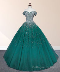 Emerald Green Sequin Prom Dresses Beaded Quinceanera Dresses