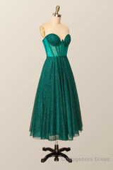 Green Corset A-line Tea Length Dress