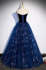 Fantasy Blue Ballgown Tulle Prom Dress with Bling