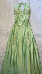 Fashion Mint Green Spaghetti Straps Lace Beaded Prom Dress Evening Party Gown