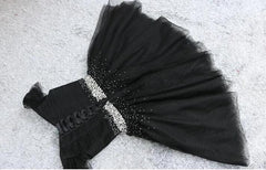 Fashionable Black Short Beaded Party Dress, Black Prom Dress