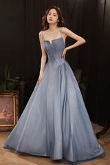 Stylish satin long prom dress A line evening dress