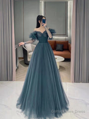 Cute Tulle Long Prom Dress A Line Evening Dress