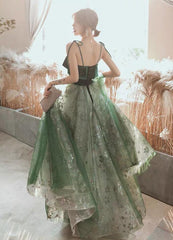 Charming A Line Green Formal Prom Dresses