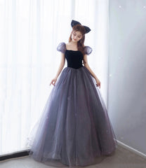 Cute tulle long A line prom dress evening dress