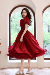 Red v neck short prom dress A line homeocming dress