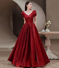 Simple v neck long prom dress A line evening dress