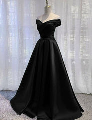 Off Shoulder A Line balck Prom Dresses Formal Dress