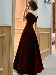 Burgundy Velvetl Long Prom Party Dress