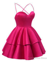 Mauve Satin Homecoming Dress Sweetheart Neck Tiered Short Graduation Dresses